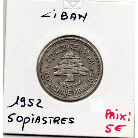 Liban 50 piastres 1952 TTB, KM.17 pièce de monnaie