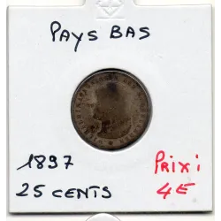 Pays Bas 25 cents 1897 B, KM.115 Jeune Wilhelmina