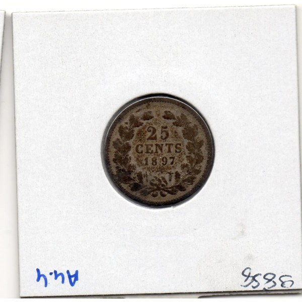 Pays Bas 25 cents 1897 B, KM.115 Jeune Wilhelmina