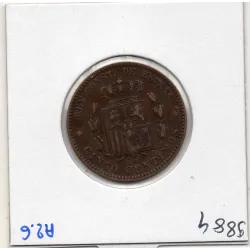 Espagne 5 centimos 1877 TTB, KM.674 Alphonse XII