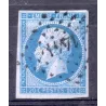 Timbre France Yvert No 14Ae Type I Empire 20c Bleu sur lilas Oblitéré Petits chiffres