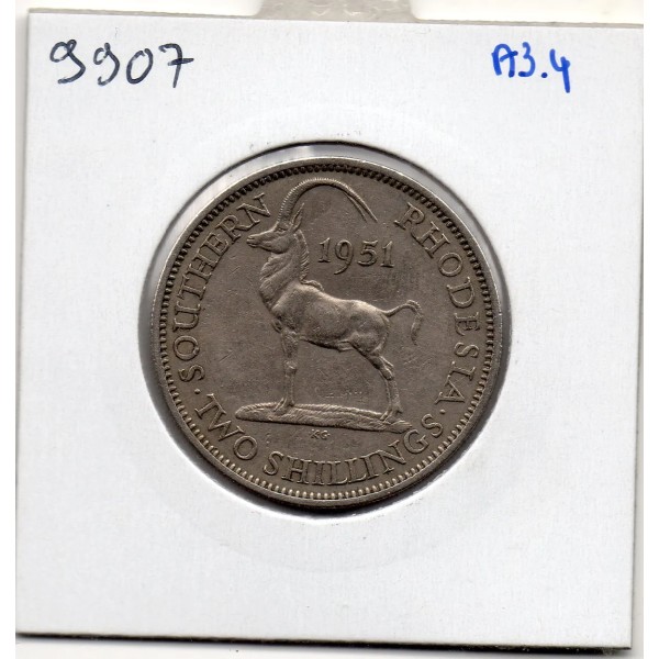 Rhodésie du sud 2 Shillings 1951 Sup, KM.23 Hippotrague noir