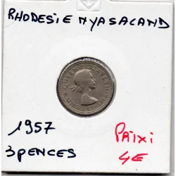 Rhodésie et Nyassaland 3 pence 1957 TTB, KM.3 Lis de Malabar