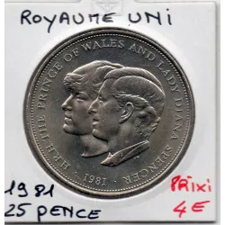 Grande Bretagne 25 pence 1981 Spl, KM.925 Charles et Diana