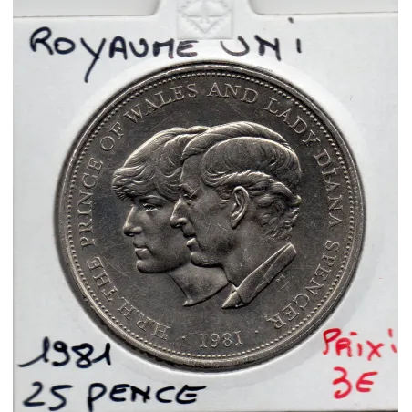 Grande Bretagne 25 pence 1981 Sup, KM.925 Charles et Diana