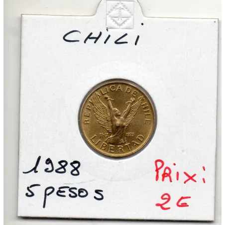 Chili 5 Pesos 1988 Spl, KM.217 Liberté