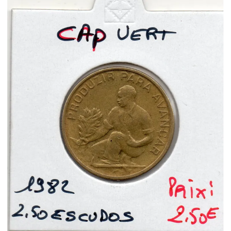 Cap Vert 2.50 Escudos 1982 TTB, KM.18 pièce de monnaie Cap Vert 2.50 Escudos 1982 TTB, KM.18 pièce de monnaie