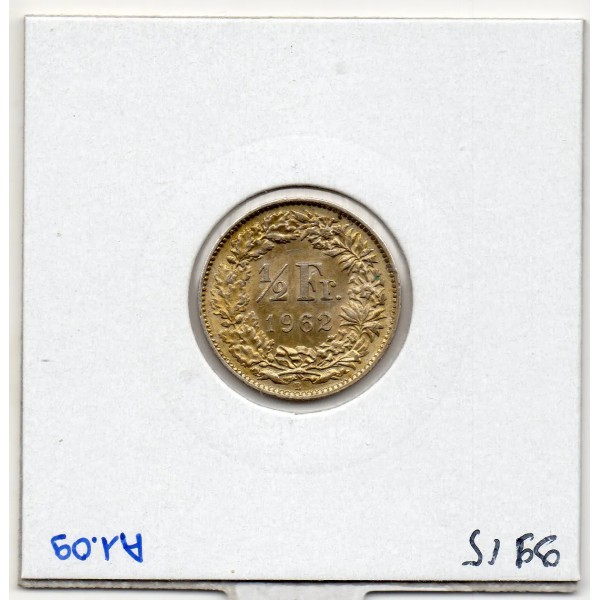 Suisse 1/2 franc 1962 Sup, KM 23 pièce de monnaie