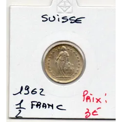 Suisse 1/2 franc 1962 Sup, KM 23 pièce de monnaie