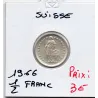 Suisse 1/2 franc 1966 Sup, KM 23 pièce de monnaie