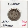 Suisse 1 franc 1877 B+, KM.24 pièce de monnaie