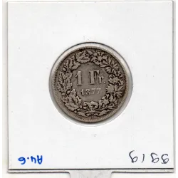 Suisse 1 franc 1877 B+, KM.24 pièce de monnaie