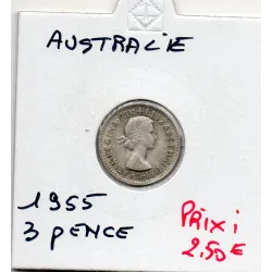 Australie 3 pence 1955 Sup, KM.57 3 tiges de blé