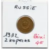 Russie 2 Kopecks 1932 TTB, KM.Y92 7 rubans