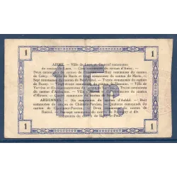 Bon régional Aisne et Ardennes (Laon) 1 franc, TB+, 19.9.1915 Pirot 02-1302 Billet