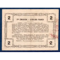 Bon régional Aisne, Ardennes et Marne (Laon) 2 francs, TTB, 16.6.1916 Pirot 02-1310 Billet