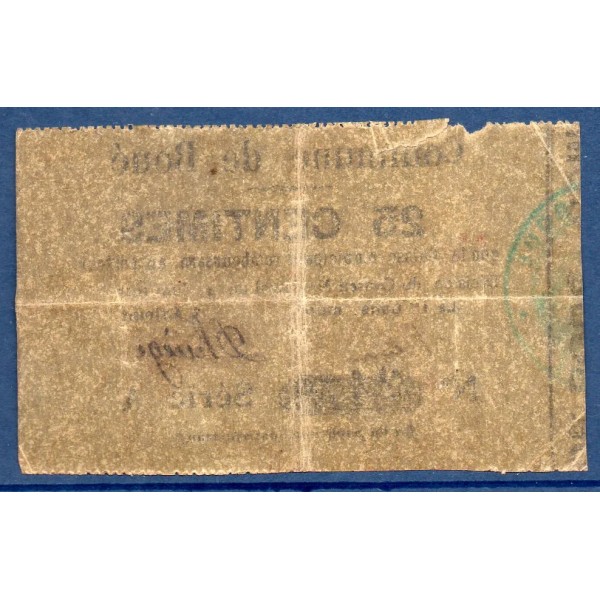 Bon municipal Boué 25 centimes, TB, 4.6.1915 Pirot 02-309 Billet