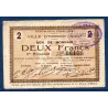 Bon ville Hirson 2 francs, TB-, 25.6.1915 Pirot 02-1182 Billet