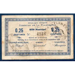 Bon municipal La Flamengrie 25 centimes, TB, 16.9.1915 Pirot 02-843 Billet