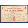 Bon municipal Saint Gobain 2 francs, TB, 13.2.1915 Pirot 02-1997 Billet