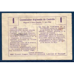 Bon régional unifié Nauroy 1 franc, TB, ND Pirot 02-1638c Billet