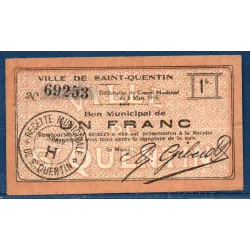 Bon ville Saint-Quentin 1 franc, TB+, 6.3.1916 Pirot 02-2046 Billet