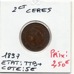 2 centimes Cérès 1897 TTB+, France pièce de monnaie