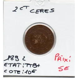 2 centimes Cérès 1892 TTB+