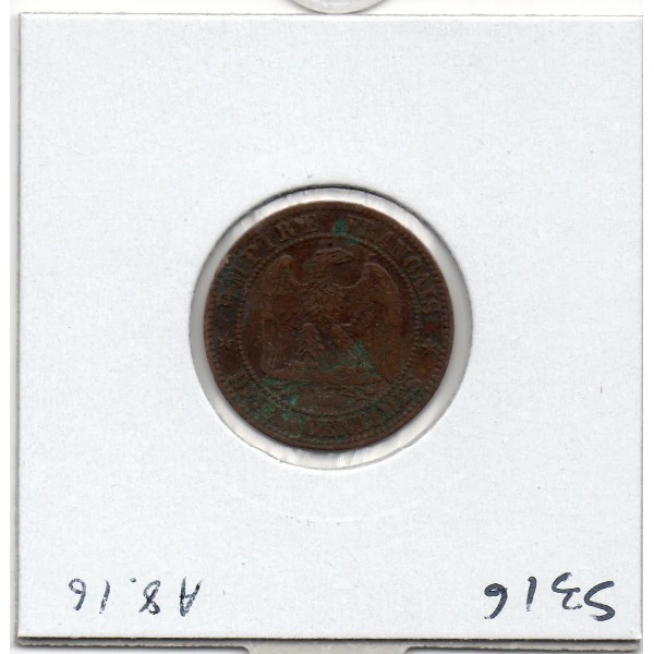 2 centimes Napoléon III tête laurée 1861 BB Strasbourg TTB