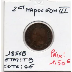 2 centimes Napoléon III tête nue 1856 B Rouen TB