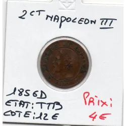 2 centimes Napoléon III tête nue 1856 B Rouen TTB