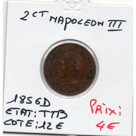 2 centimes Napoléon III tête nue 1856 B Rouen TTB