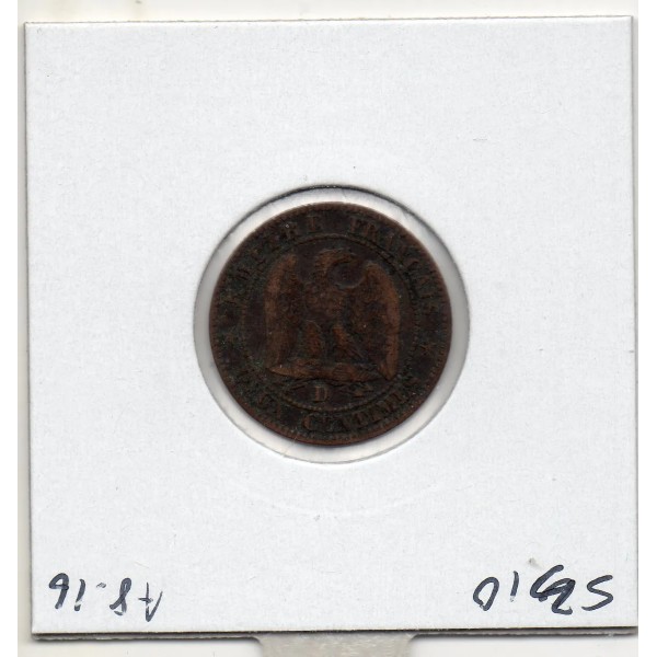 2 centimes Napoléon III tête nue 1855 Grand D Ancre grand Lion TB+