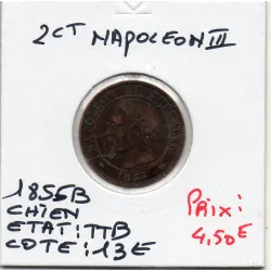 2 centimes Napoléon III tête nue 1855 B Chien Rouen TTB