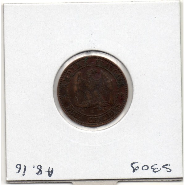 2 centimes Napoléon III tête nue 1855 B Chien Rouen TTB
