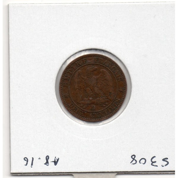 2 centimes Napoléon III tête nue 1855 Grand D Ancre grand Lion TTB