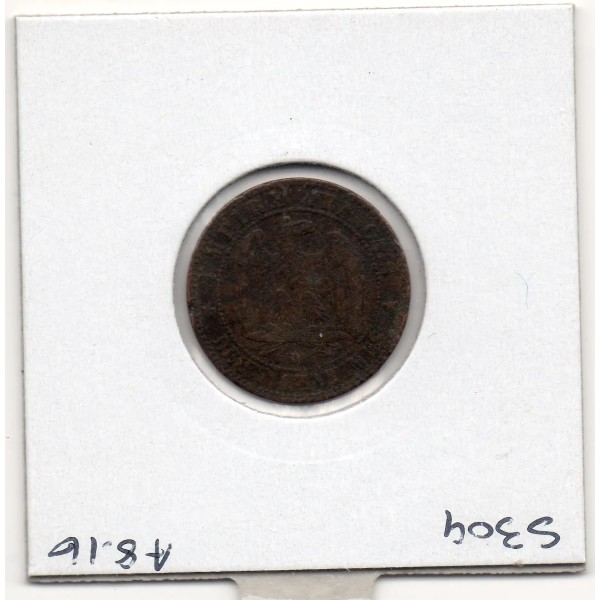 2 centimes Napoléon III tête nue 1855 petit D Chien grand Lion TB
