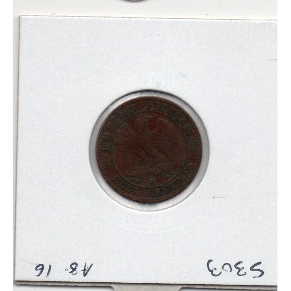 2 centimes Napoléon III tête nue 1855 petit D Ancre grand Lion TTB-