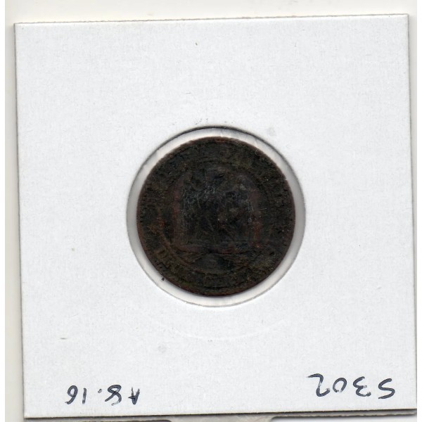 2 centimes Napoléon III tête nue 1854 petit D grand lion Lyon TB