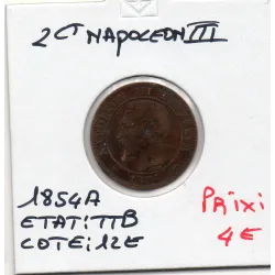 2 centimes Napoléon III tête nue 1854 A Paris TTB, France pièce de monnaie