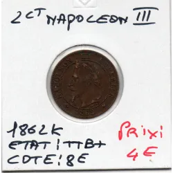 2 centimes Napoléon III tête laurée 1862 K Bordeaux TTB+