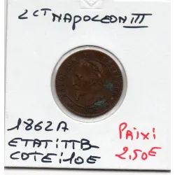 2 centimes Napoléon III tête laurée 1862 A Paris TTB-