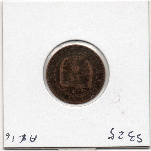 2 centimes Napoléon III tête laurée 1862 A Paris TTB
