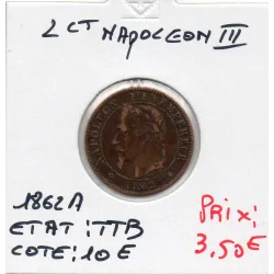 2 centimes Napoléon III tête laurée 1862 A Paris TTB