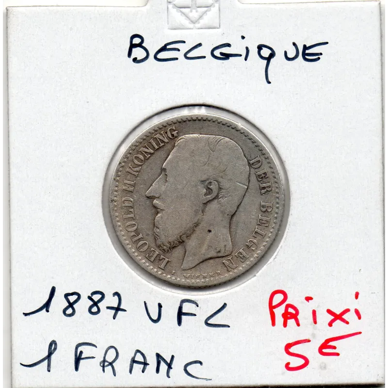 Belgique 1 Franc 1887 en Flamand TB, KM.29 Leopold II Belgique 1 Franc 1887 en Flamand TB, KM.29 Leopold II