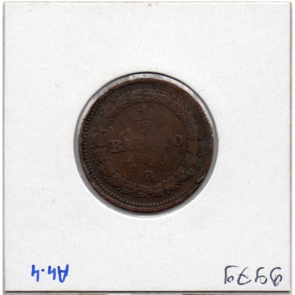 Vatican 1/2 Baiocchi 1850 R Rome TTB-, KM.1355 Pius Pie IX