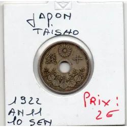 Japon 10 Sen Taisho an 11 1922 TTB, KM.Y45 Cupronickel