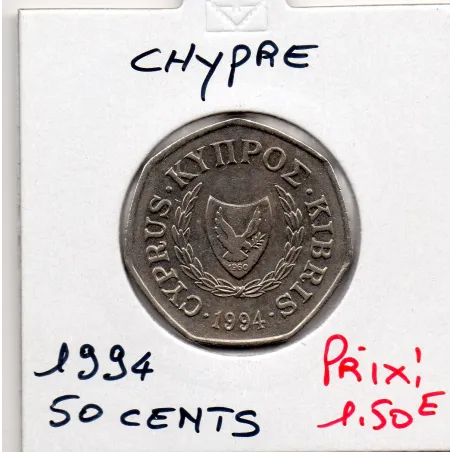 Chypre 50 cents 1994 Sup, KM.66 Europe et le taureau