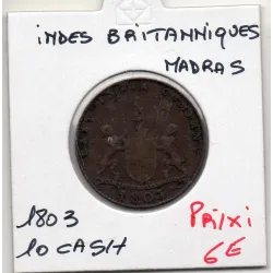 Inde Britannique Madras 10 cash 1803 TTB, KM 320 East India Company