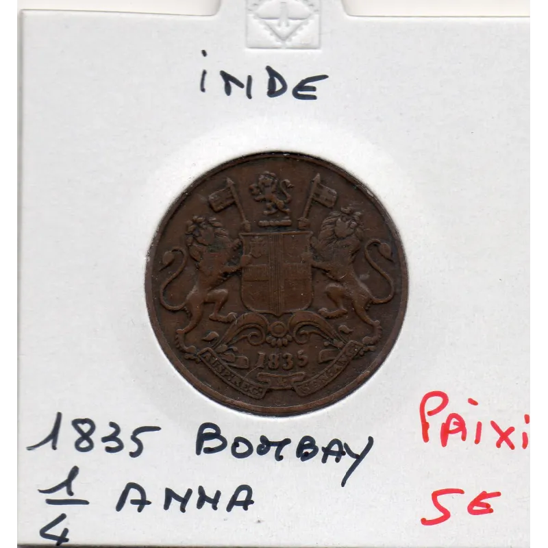 Inde Britannique 1/4 anna 1835 TTB, KM.446 EAST INDIA COMPANY Inde Britannique 1/4 anna 1835 TTB, KM.446 EAST INDIA COMPANY